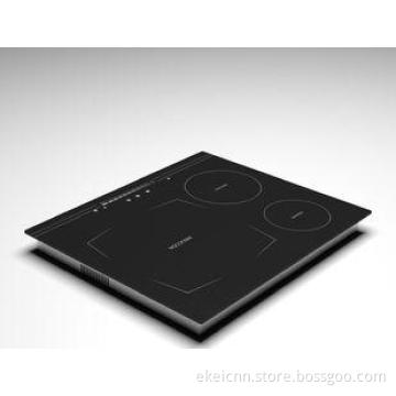 Black Ceramic Glass Three Burner Induction Cooktop High Pow